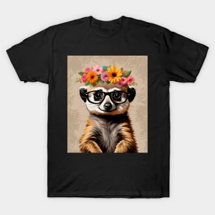 Funny Monty Baby Meerkat Wearing Glasses T-Shirt